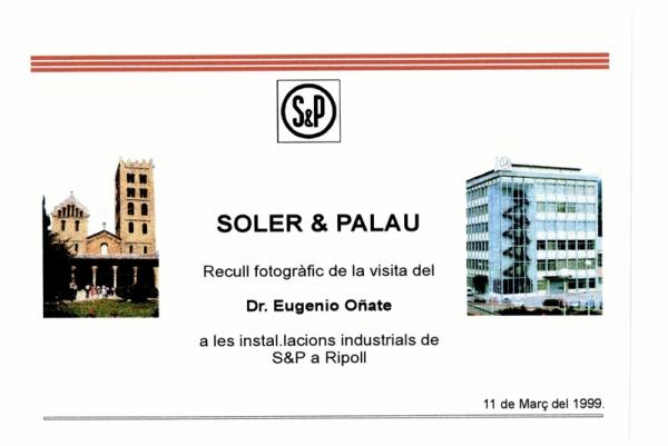 Portada del álbum de la visita del Dr. Eugenio Oñate a S&P, (Ripoll-España), 11-03-1999